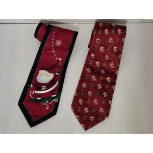 Hallmark Christmas Necktie Lot Of 2 Holiday Santa Cool Yule Ties